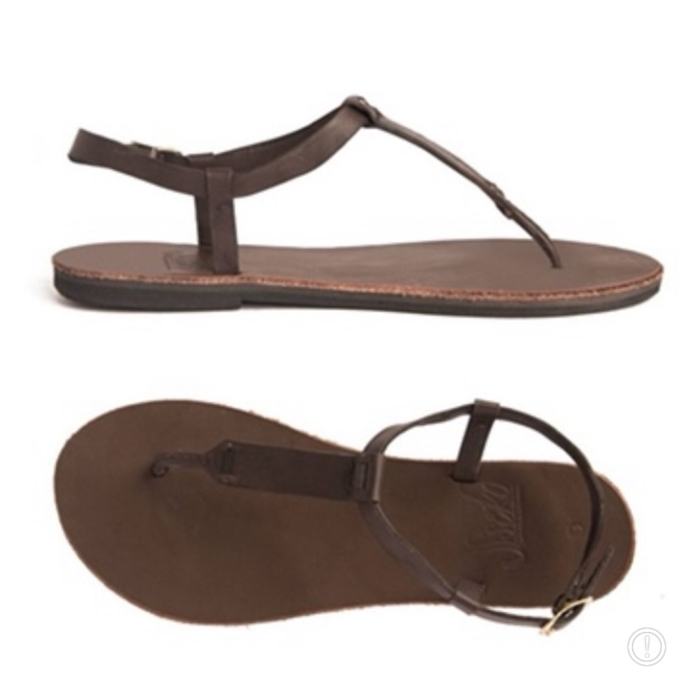 Sseko | Espresso T-Strap Thong Sandals Minimalist Earthy Size 8